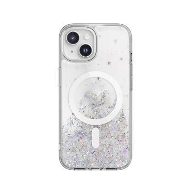 Apple iPhone 15 Case Magsafe Charging Feature Shining Glitter Transparent Licensed Switcheasy Starfield-M Cover - 1