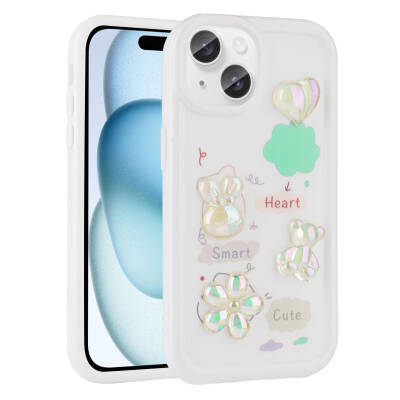 Apple iPhone 15 Case Relief Figured Shiny Zore Toys Silicone Cover - 5