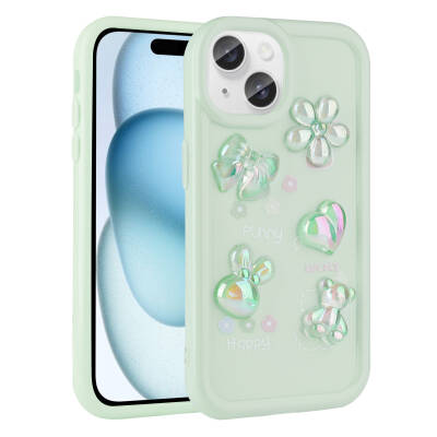 Apple iPhone 15 Case Relief Figured Shiny Zore Toys Silicone Cover - 7