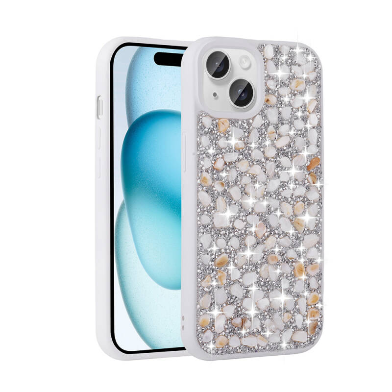 Apple iPhone 15 Case Shiny Stone Design Zore Linea Cover - 4