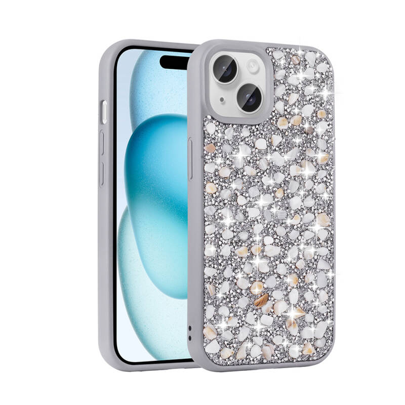 Apple iPhone 15 Case Shiny Stone Design Zore Linea Cover - 8