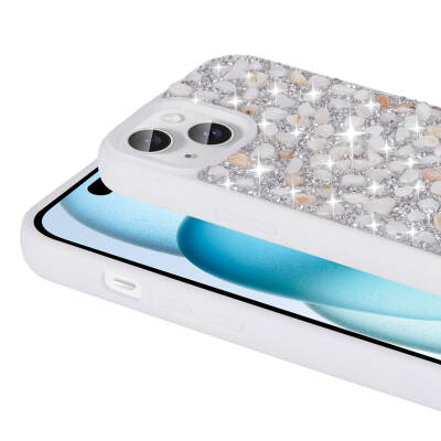 Apple iPhone 15 Case Shiny Stone Design Zore Linea Diamond Cover - 8