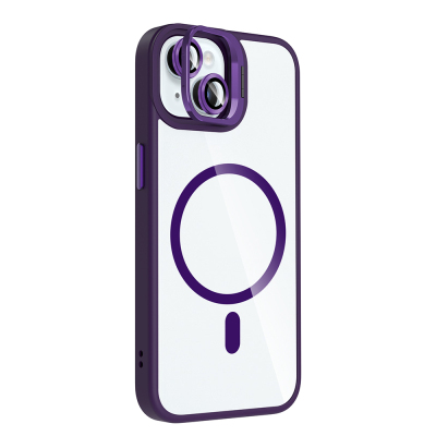 Apple iPhone 15 Case Stand Camera Lens Gift M-Safe Charging Feature Zore Etro Cover - 8