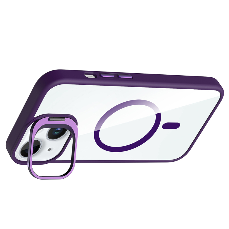 Apple iPhone 15 Case Stand Camera Lens Gift M-Safe Charging Feature Zore Etro Cover - 9