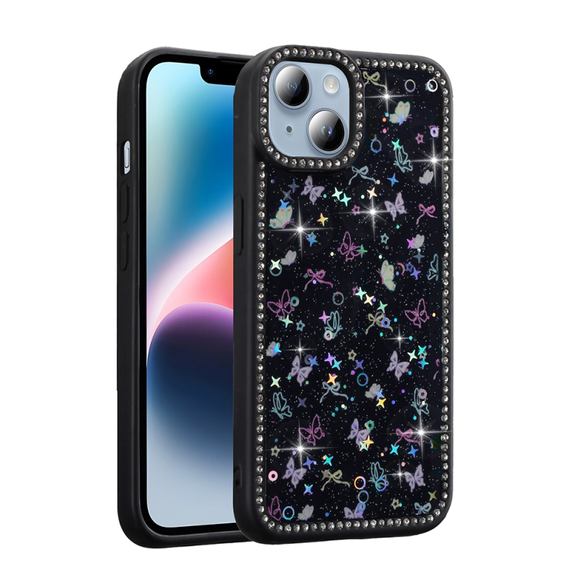 Apple iPhone 15 Case Stone and Glitter Design Zore Azra Cover - 3