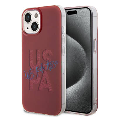 Apple iPhone 15 Case U.S. Polo Assn. Original Licensed Glitter Glossy Alphabet Design Cover - 1