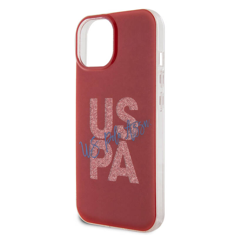 Apple iPhone 15 Case U.S. Polo Assn. Original Licensed Glitter Glossy Alphabet Design Cover - 7