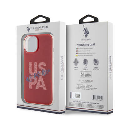 Apple iPhone 15 Case U.S. Polo Assn. Original Licensed Glitter Glossy Alphabet Design Cover - 9