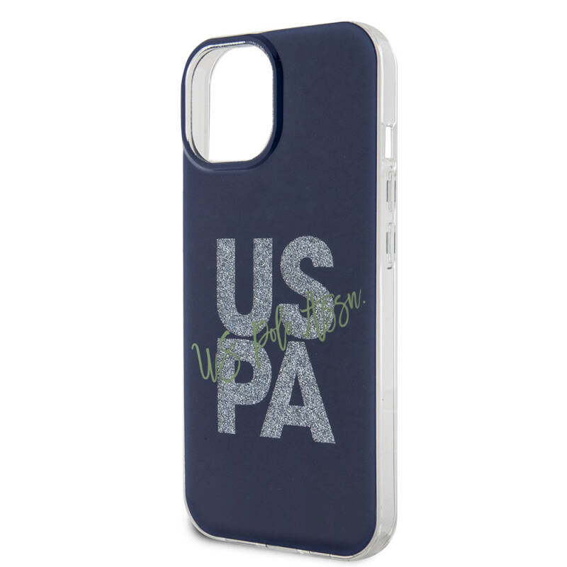 Apple iPhone 15 Case U.S. Polo Assn. Original Licensed Glitter Glossy Alphabet Design Cover - 15