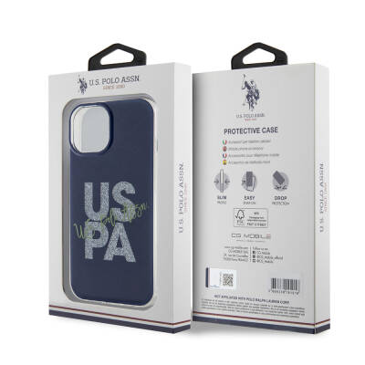 Apple iPhone 15 Case U.S. Polo Assn. Original Licensed Glitter Glossy Alphabet Design Cover - 17