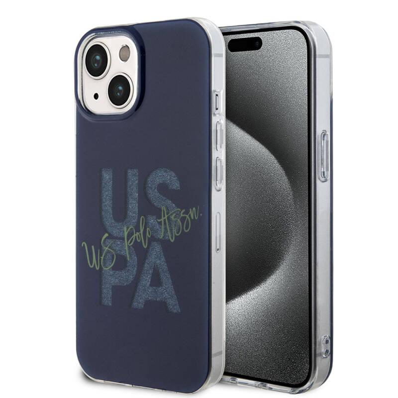 Apple iPhone 15 Case U.S. Polo Assn. Original Licensed Glitter Glossy Alphabet Design Cover - 10
