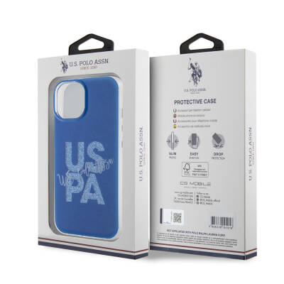 Apple iPhone 15 Case U.S. Polo Assn. Original Licensed Glitter Glossy Alphabet Design Cover - 25