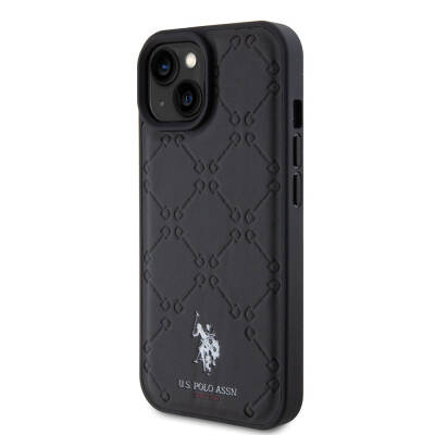 Apple iPhone 15 Case U.S. Polo Assn. Original Licensed HS Patterned Printing Logo Faux Leather Cover - 2