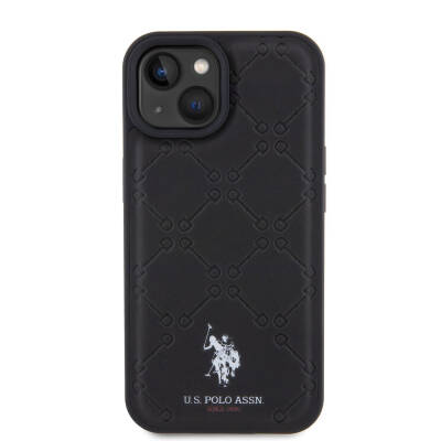 Apple iPhone 15 Case U.S. Polo Assn. Original Licensed HS Patterned Printing Logo Faux Leather Cover - 3