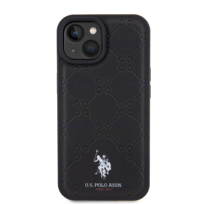 Apple iPhone 15 Case U.S. Polo Assn. Original Licensed HS Patterned Printing Logo Faux Leather Cover - 3
