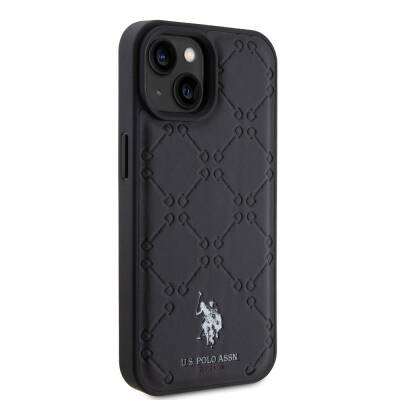 Apple iPhone 15 Case U.S. Polo Assn. Original Licensed HS Patterned Printing Logo Faux Leather Cover - 4