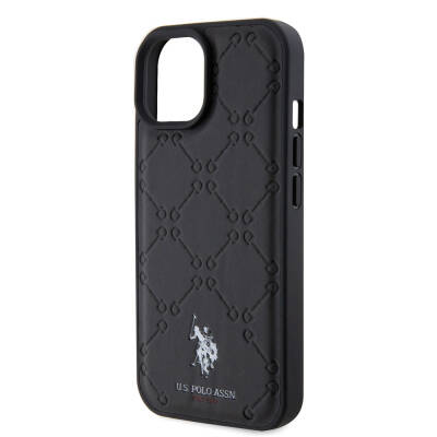 Apple iPhone 15 Case U.S. Polo Assn. Original Licensed HS Patterned Printing Logo Faux Leather Cover - 6