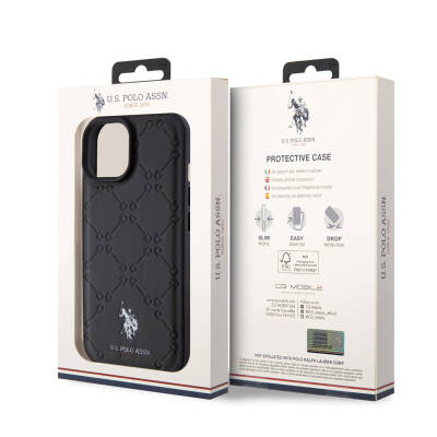 Apple iPhone 15 Case U.S. Polo Assn. Original Licensed HS Patterned Printing Logo Faux Leather Cover - 8