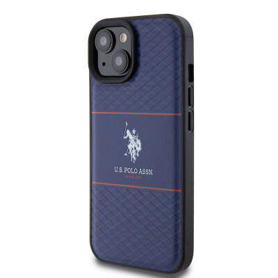 Apple iPhone 15 Case U.S. Polo Assn. Original Licensed Leather Stripe Logo Design Cover - 2