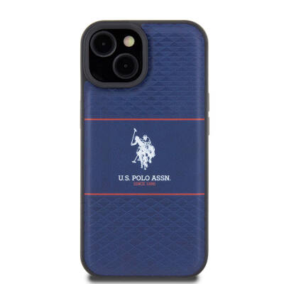 Apple iPhone 15 Case U.S. Polo Assn. Original Licensed Leather Stripe Logo Design Cover - 3