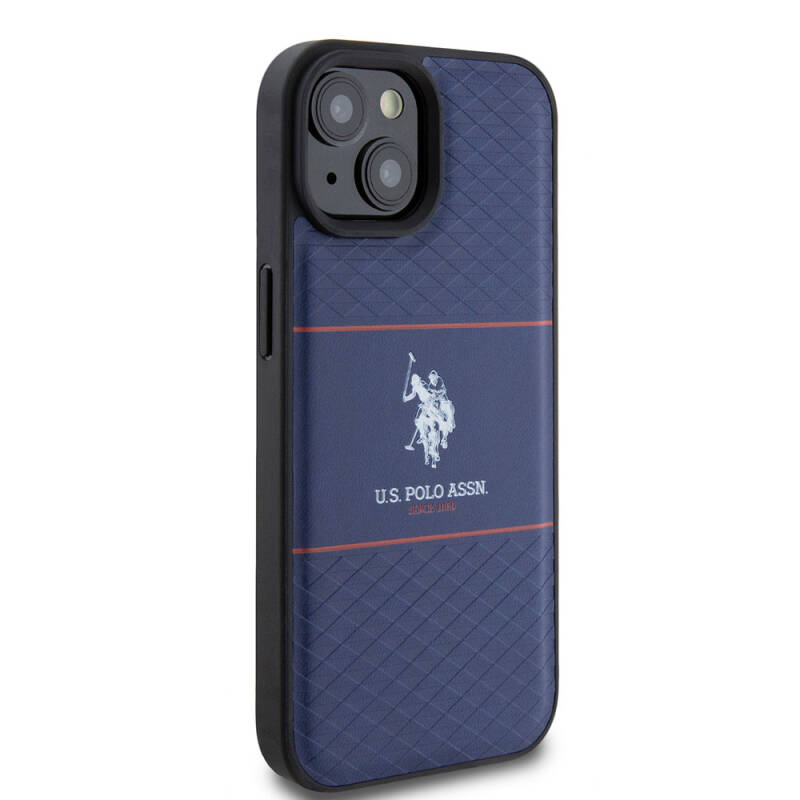 Apple iPhone 15 Case U.S. Polo Assn. Original Licensed Leather Stripe Logo Design Cover - 4