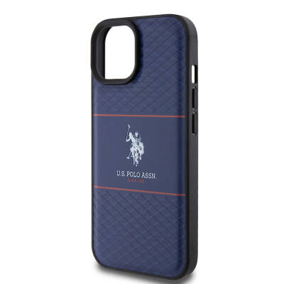 Apple iPhone 15 Case U.S. Polo Assn. Original Licensed Leather Stripe Logo Design Cover - 6