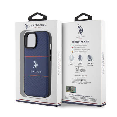 Apple iPhone 15 Case U.S. Polo Assn. Original Licensed Leather Stripe Logo Design Cover - 8