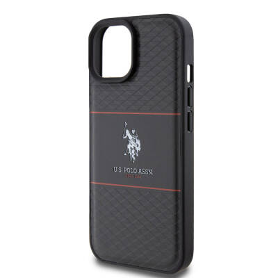 Apple iPhone 15 Case U.S. Polo Assn. Original Licensed Leather Stripe Logo Design Cover - 13