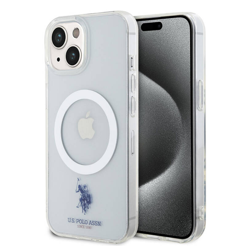 Apple iPhone 15 Case U.S. Polo Assn. Original Licensed Magsafe Charging Featured Transparent Design Cover - 1