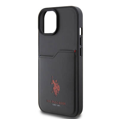 Apple iPhone 15 Case U.S. Polo Assn. Original Licensed Printing Logo PU Card Holder Cover - 15