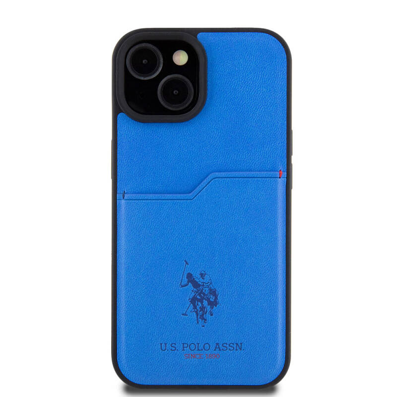 Apple iPhone 15 Case U.S. Polo Assn. Original Licensed Printing Logo PU Card Holder Cover - 20