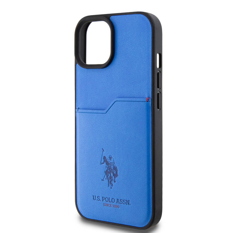 Apple iPhone 15 Case U.S. Polo Assn. Original Licensed Printing Logo PU Card Holder Cover - 22