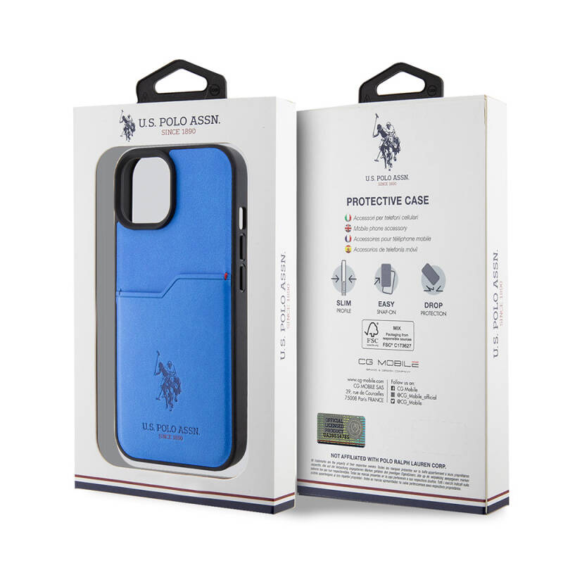 Apple iPhone 15 Case U.S. Polo Assn. Original Licensed Printing Logo PU Card Holder Cover - 24