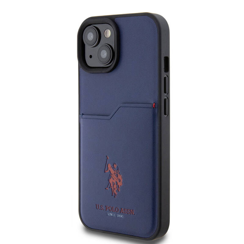 Apple iPhone 15 Case U.S. Polo Assn. Original Licensed Printing Logo PU Card Holder Cover - 26