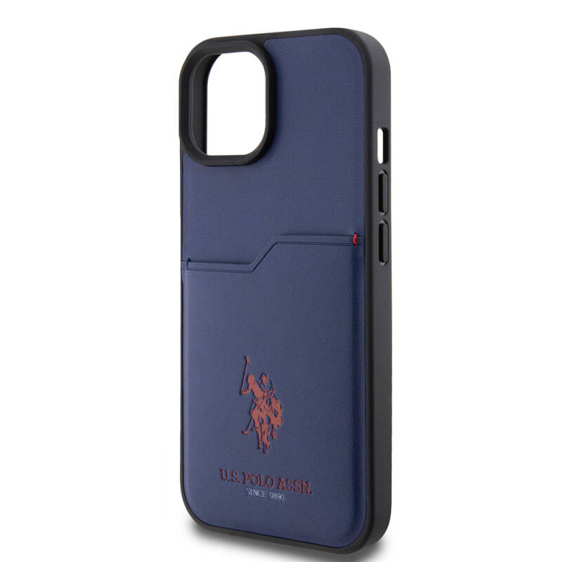 Apple iPhone 15 Case U.S. Polo Assn. Original Licensed Printing Logo PU Card Holder Cover - 30