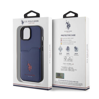 Apple iPhone 15 Case U.S. Polo Assn. Original Licensed Printing Logo PU Card Holder Cover - 32