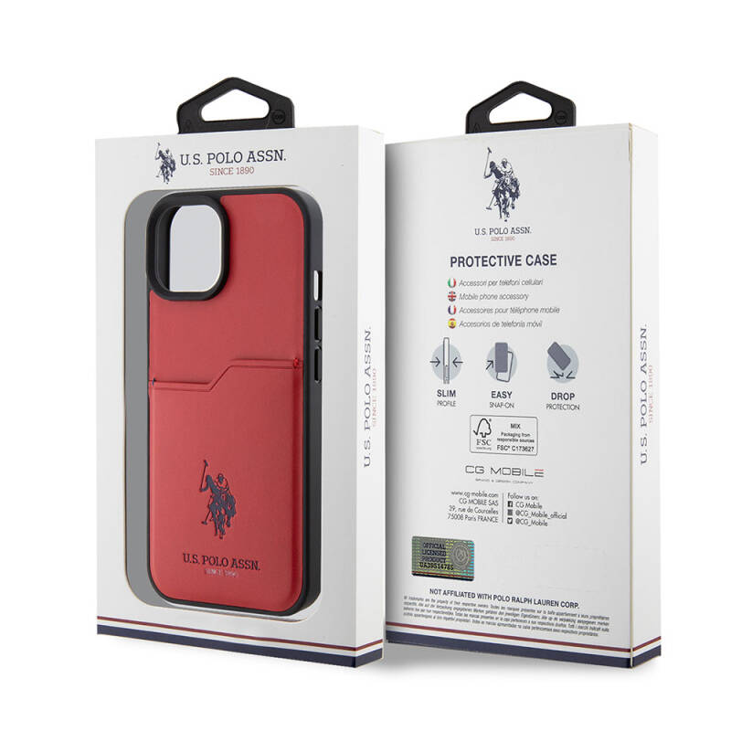 Apple iPhone 15 Case U.S. Polo Assn. Original Licensed Printing Logo PU Card Holder Cover - 9