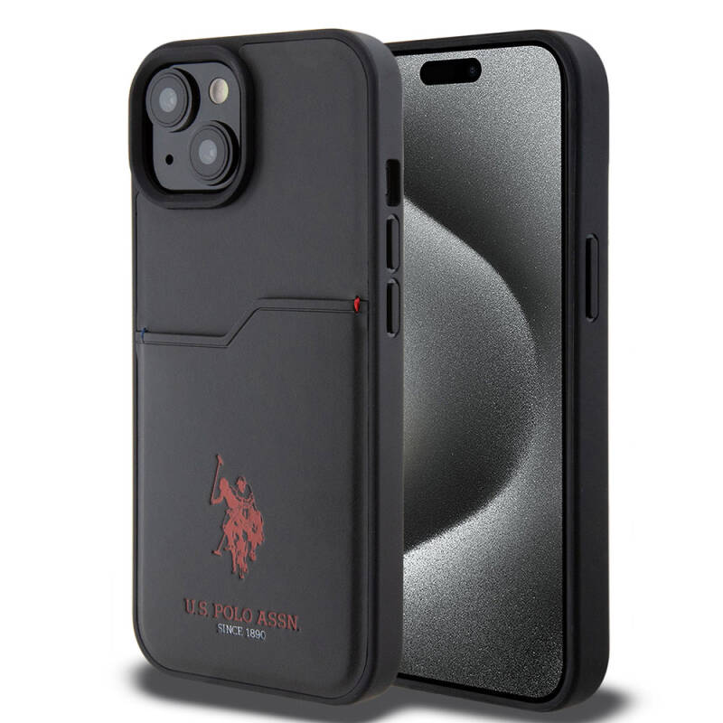 Apple iPhone 15 Case U.S. Polo Assn. Original Licensed Printing Logo PU Card Holder Cover - 10