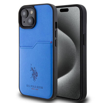 Apple iPhone 15 Case U.S. Polo Assn. Original Licensed Printing Logo PU Card Holder Cover - 18