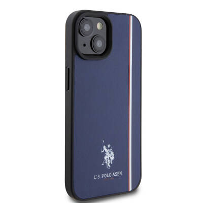 Apple iPhone 15 Case U.S. Polo Assn. Original Licensed Three Color Stripe Design Print Logo Cover - 13