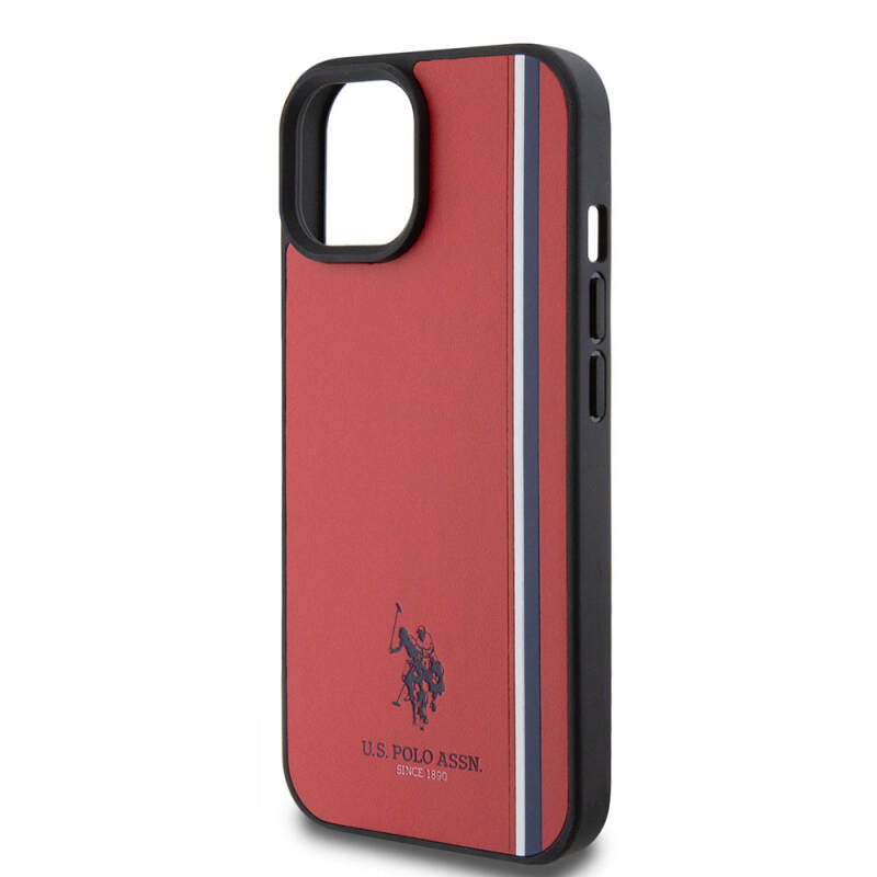 Apple iPhone 15 Case U.S. Polo Assn. Original Licensed Three Color Stripe Design Print Logo Cover - 31