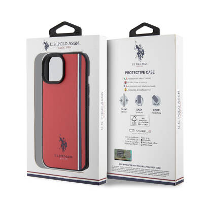 Apple iPhone 15 Case U.S. Polo Assn. Original Licensed Three Color Stripe Design Print Logo Cover - 33