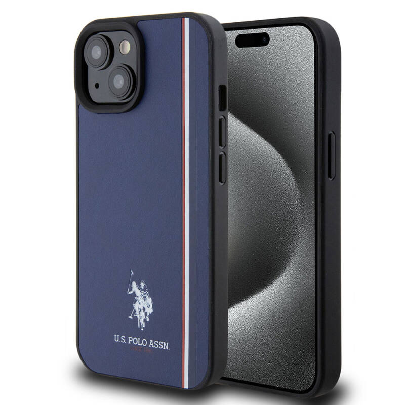 Apple iPhone 15 Case U.S. Polo Assn. Original Licensed Three Color Stripe Design Print Logo Cover - 10