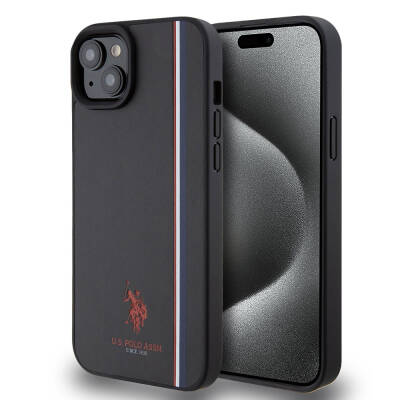 Apple iPhone 15 Case U.S. Polo Assn. Original Licensed Three Color Stripe Design Print Logo Cover - 26