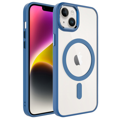 Apple iPhone 15 Case Wireless Charger Zore Chrome Magsafe Silicone Cover - 2