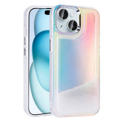 Apple iPhone 15 Case with Airbag Colored Back Surface Bead Design Zore Kumul Cover - 1