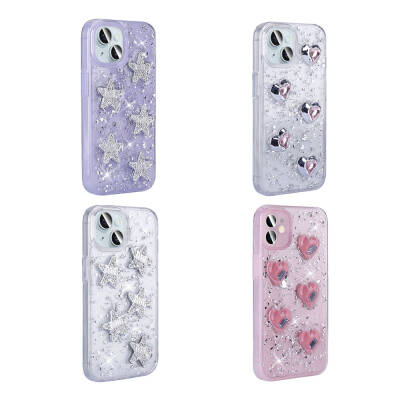 Apple iPhone 15 Case with Airbag Glitter Back Surface Zore Sparkle Silicone Cover - 2