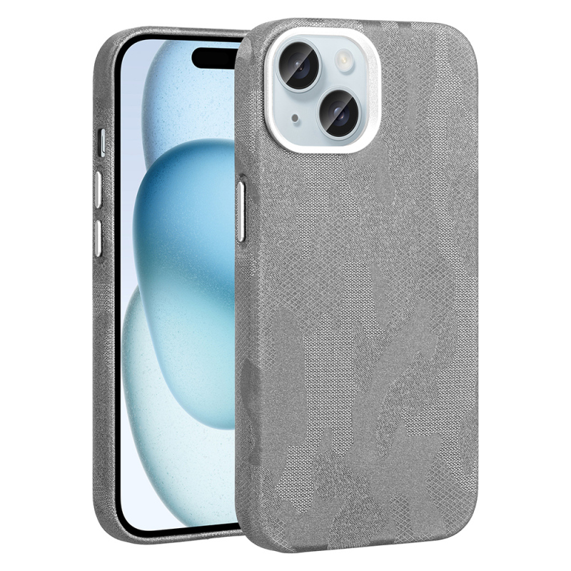 Apple iPhone 15 Case with M-Safe Charging Feature, Camouflage Design, Zore Sera Hard PC Cover - 4