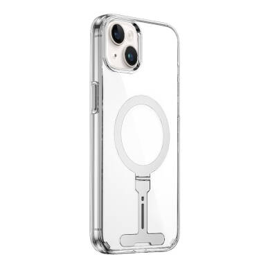 Apple iPhone 15 Case Wiwu FYY-014 Magsafe Charging Featured Aluminum Alloy Metal Stand Transparent Cover - 2