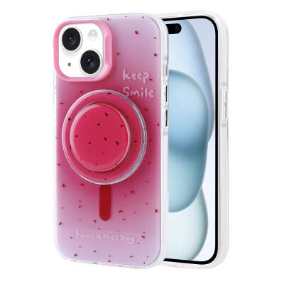 Apple iPhone 15 Case Zore Tiktok Cover with Magsafe Charging Feature and Plug-in Pop Socket - 1